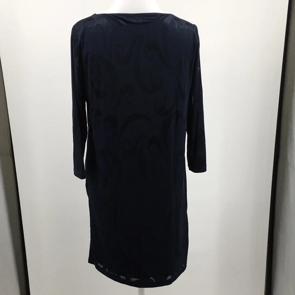 3/$20 Chico’s Travelers Navy Tunic Top Womens 0P Small Petite 3/4 Sleeve Scroll‎ - Picture 5 of 15